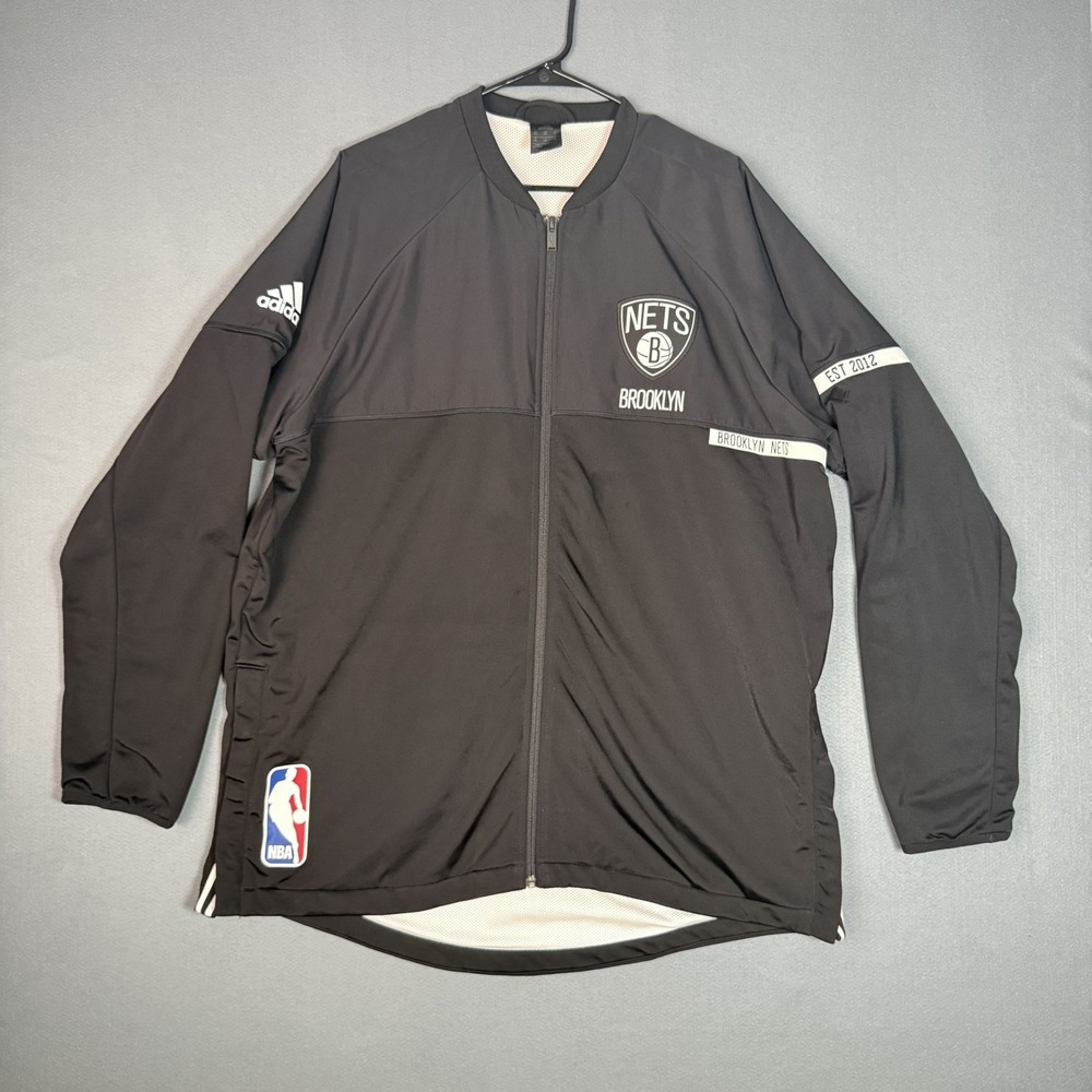 Brooklyn Nets Jacket Mens 2XL Black NBA Basketball Adidas Authentics B43413